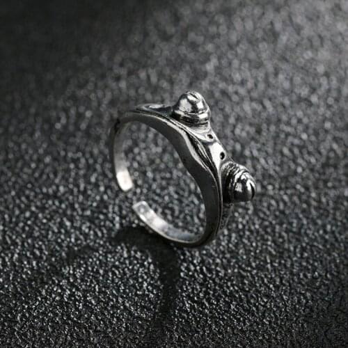 Bohemian Vintage Frog Ring for Women Artistic Design Retro Opening Resizable Unisex Female Statement Rings Silver Color Gift