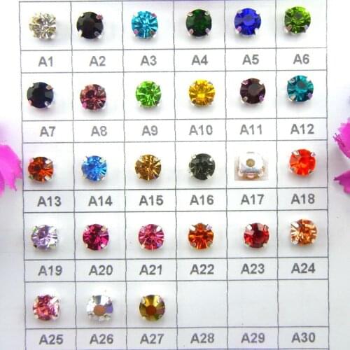 Colorful glass crystal Silver claw setting 3mm 4mm 5mm 6mm 7mm 8mm nice colors Sew on rhinestone beads bags wedding dress diy