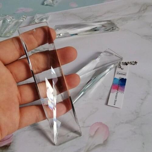 Camal 1pcs 28mmx120mm (2 holes) Faceted Long Rectangle Crystal Spacer Pendant Lamp Prisms Chandelier Suncatcher Lighting Parts