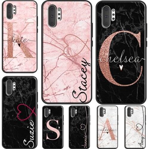 Personalised Name Initials Glitter marble Case For Samsung Galaxy S21 Ultra Note 20 S20 FE S9 S10 Plus Note 10 Plus Back Cover