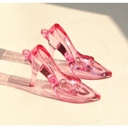SICODA 20pcs big high heel shoes acrylic pendants for kids diy handing beads Children imitation diamonds glass shoes toy