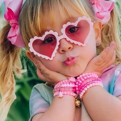 Kids Red Love Heart Cute Baby Sunglasses Vintage Children Metal Sun Glasses for Girls Oversized Toddler Oculos Gafas Uv400 2020