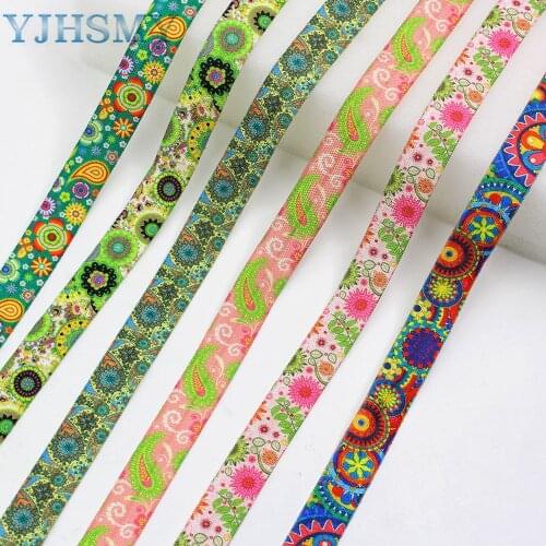 E-20421-609 16mmFlower printing Elastic Ribbon Printed, DIY handmade accessories, packaging decorative ribbon