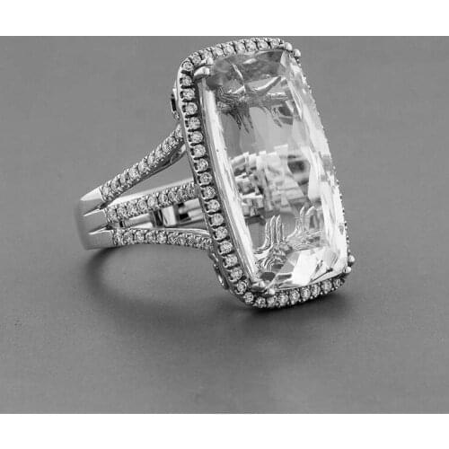 Glamour Jewelry Luxury Square Transparent Zirconia Ladies Ring Girl Glamour Accessories Engagement Wedding Ring Lover Gift