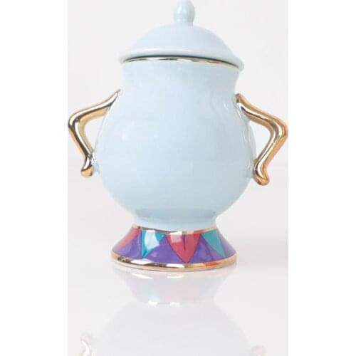 Hot sale Beauty and The Beast Sugar Bowl Pot Geniune Ceramic Coffee Drinkware Cartoon Xmas Gift Drop Shipping Fast Post MJ