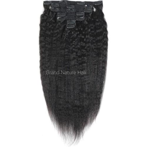 Grand nature clip in Brazilian kinky straight Human Hair Clip In Hair Extensions 7Pieces And 120g/Set Remy Hair