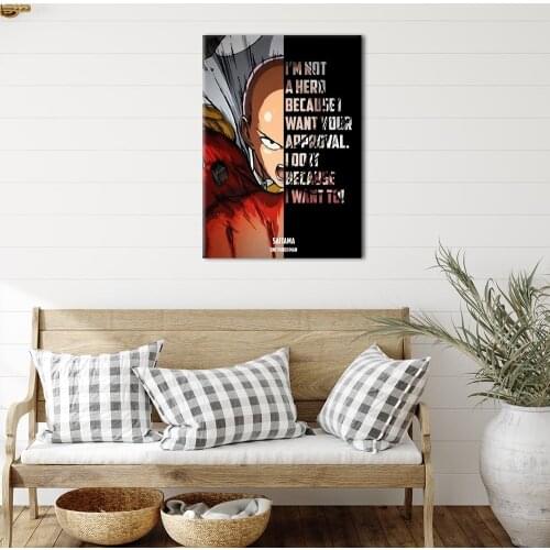 Canvas Poster Saitama One Punch Man Wall Art Painting Posters and Prints Nordic Wall Pictures for Home Decor No Frame