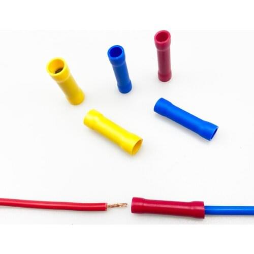 50/100PCS BV2 BV5 cold pressing terminal block Tubular full-insulation intermediate joint Wire connector terminal