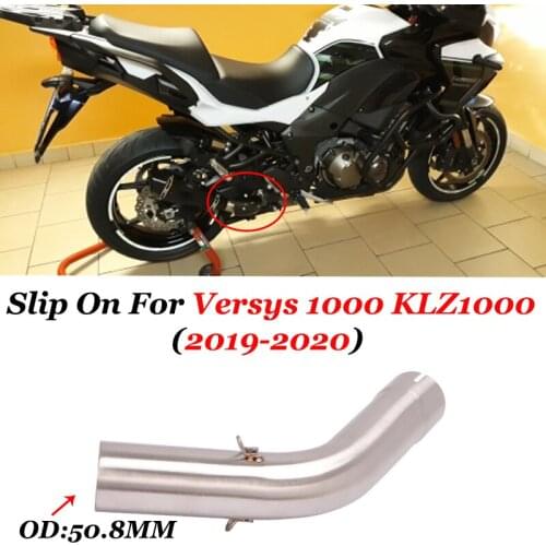 Motorcycle Modifed Exhaust Middle Link Pipe Connect Tube Pipe Round 51mm Muffler Slip On For Kawasaki Versys 1000 KLZ1000 2020