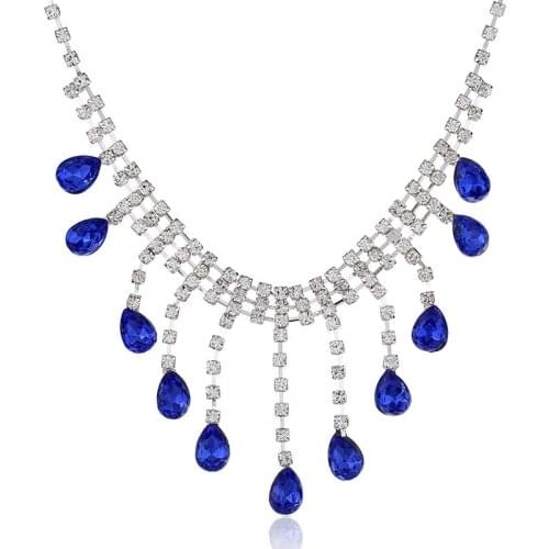 Fashion Trend Drop Crystal Pendant Choker Charm Individuality Design Rhinestone Necklace Women Banquet kolye Jewelry Accessories