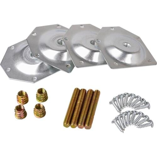 4 Sets Furniture Leg Mounting Plates with Hanger Bolts Screws Furniture Sofas Couches Seats with Screws Furniture Repair Kit