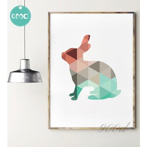Cartoon Geometric Rabbit Canvas Art Print Poster, Wall Pictures for Home Decoration, Wall Decor FA254