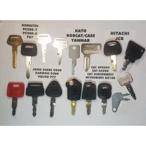 16 ) Keys FOR John Deere, Cat Equipment, JCB, Komatsu, for Volvo Key Excavator Key Set