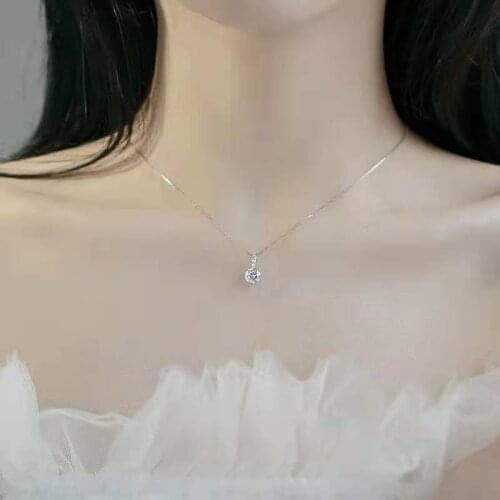 2021 New Luxury 925 Sterling Silver Necklace Shiny Zircon Pendant Engagement Choker for Girl Gift Fine Jewelry NK068