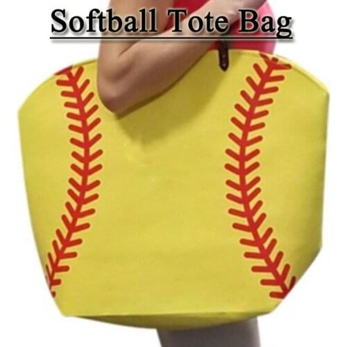 Personalized Softball Baseball Mom Tote Bags Yellow Softball Bag Tote Bag size 56*44*21cm