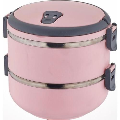 Sas New Generation 2 Layer Purda Pink Lunch box Storage Container Vacuum Contalı