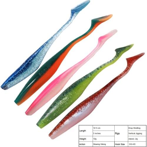 Shad Swimbait Softjerk Perch Zander Fishing 12.5cm 11g 5pcs Rubber Bait Spin fishing Soft Fishing Lures