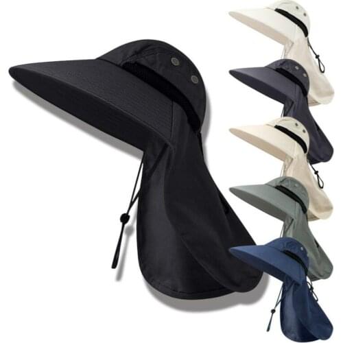 Wide Brim Fishing Hat With Neck Cover Outdoor Hiking Camping Sun Hat Casual Large Brim Fishermen Cap Sunscreen Bucket Hat Sunhat