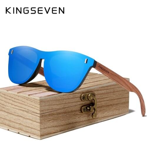 KINGSEVEN Patented Design Bubinga Wood Sunglasses Vintage Integrated Polarized Mens Natural Wooden Eyewear Accessories N5510