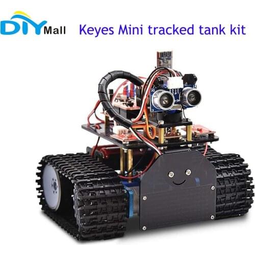 Keyes Mini Tank Smart Car Kit for Arduino STEAM Tracked Vehicle Obstacle Avoidance IR Remote Control BT Control Light Following