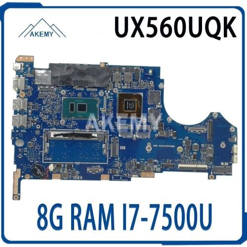 UX560UQK Laptop Motherboard For ASUS Q534UQ UX560UX UX560UQ Mainboard 8G RAM I7-7500U GT940MX 100% work original mainboard