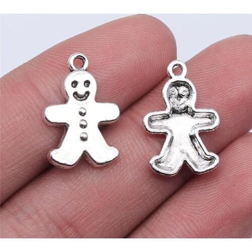 WYSIWYG 20pcs 13x19mm Antique Silver Color Antique Bronze Color Gingerbread Man Charms For Jewelry Making DIY Jewelry Findings