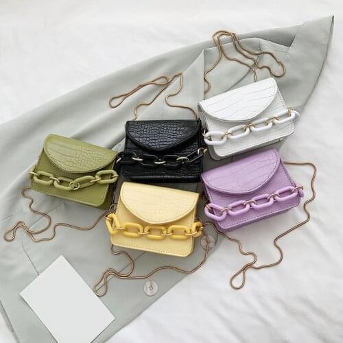 Alligator PU Leather Crossbody Bags Women Chain Mini Shoulder Handbags Tote