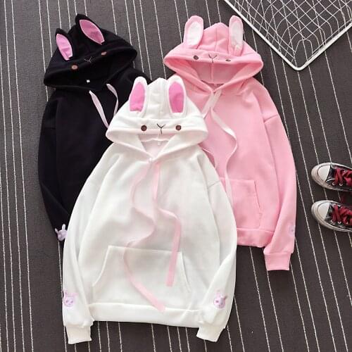 Female Sweatshirts Cartoon Rabbit Hoodies Woman Korean Style Woman Hoodies Long Sleeve Jumper