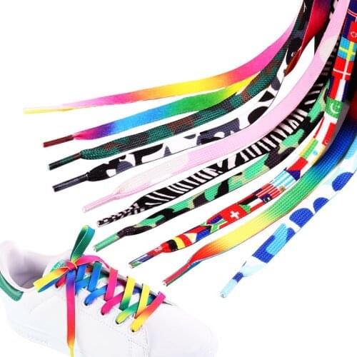 1Pair Colorful Laces Rainbow Gradient Print Flat Canvas Shoe Lace Shoes Casual Chromatic Colour Shoelaces 50cm,80cm,100cm,120cm