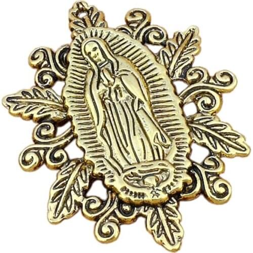 30pcs/lots Retro Our Lady of the Holy Scapular Medal Religion Charm Beads 50X37mm Antique gold pendant A-551