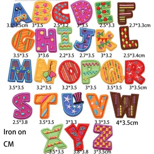 A-Z letters High end color English-alphabet icon embroidery Applique Patches For kawaii clothes DIY Iron on Badges on a backpack