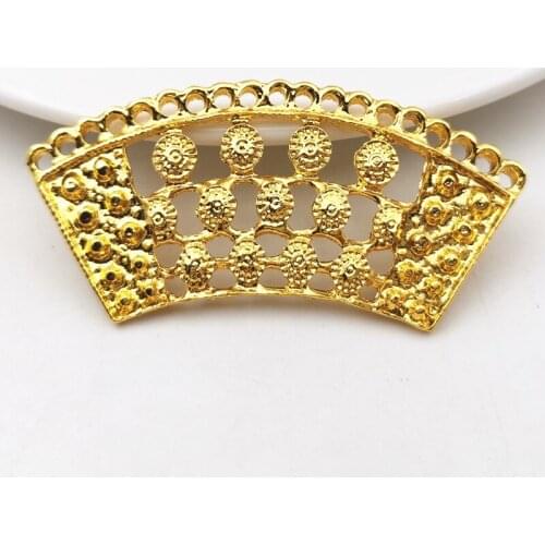 SIXTY TOWFISH 3 Pieces /lot 30*63mm DIY Jewelry Accessories Alloy Ancient Retro Style Fan-Shaped Materials Flower Charms