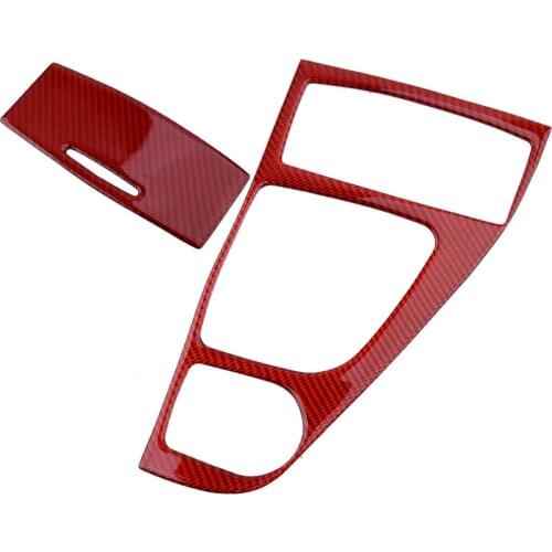 Car Red Console Gear Shift Box Panel Ashtray Cover Trim Carbon Fiber Fit For Infiniti Q50 Q60 2015 2016 2017 2018 2019 2020 LHD