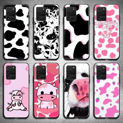 INS Black Cow Pattern Butterfly Phone Case for Samsung S20 plus Ultra S6 S7 edge S8 S9 plus S10 5G lite 2020