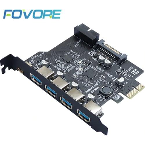 Add On Card USB 3.0 PCI-E Type C Expansion Card PCI Express PCI-E to USB 3.0 Controller 5Port + 1Port USB 3.1 PCI E Card Adapter