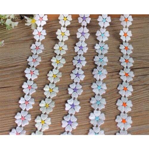 Bilateral 10Yard Lace Trim Ribbon Colorful Flower Embroidered Lace Fabric Clothes Hat Decoration