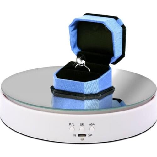 Electric Rotating Display Stand 360 Degree Mirror Turntable Watch Jewelry Holder