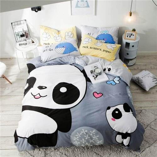 Bear Panda Cotton Bed Linens Cartoon Bedding Sets (Pillowcase Flat Or Fitted Sheet Blanket Queen Twin Double Cover)