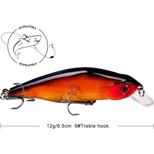 Artificial Minnow Floating Wobbler 12g/95mm Plastic Fishing Bait 3D Eyes Freshwater Anti-Corrosion Fishing Lure Hard Bait