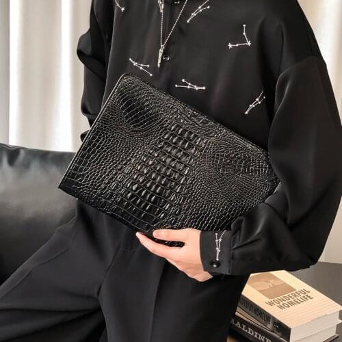 Alligator Crocodile Leather PU Clutch Bags Luxury Fashion Men Large Capacity Embossing Business Envelope Bag Male Wallet Purse