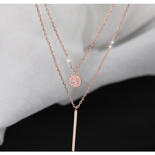 Korean Fashion Layered Necklaces For Women Girls Temperament Elegant Style Rectangular Coin Pendant Necklaces Fashion Jewelry