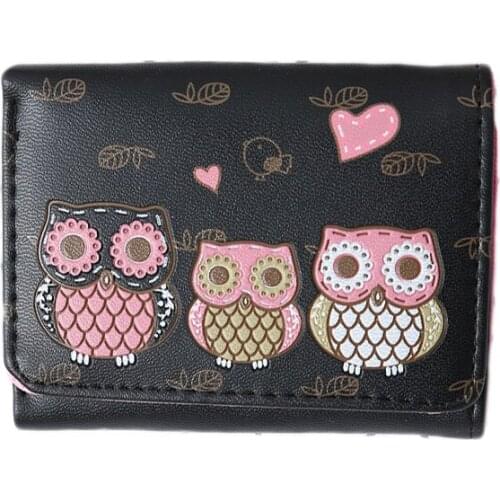 20PCS / LOT Women Short Wallet Owl Cartoon Coin Purse Small Mini Money Bags Leather Wallet Women Purse cartera mujer