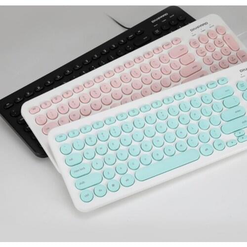 Round Keycap Retro Pink Cute Mini Keyboard Keyboard 96 Usb Key Wired Round Keycap Multimedia Home Office for Computer T21A