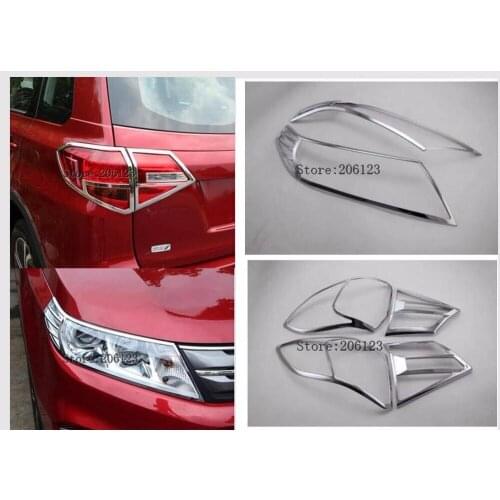 ABS Chrome Front Lamp Cover Headlight Cover Tail Rear Light Cover Trim For Suzuki Vitara 2016 2017