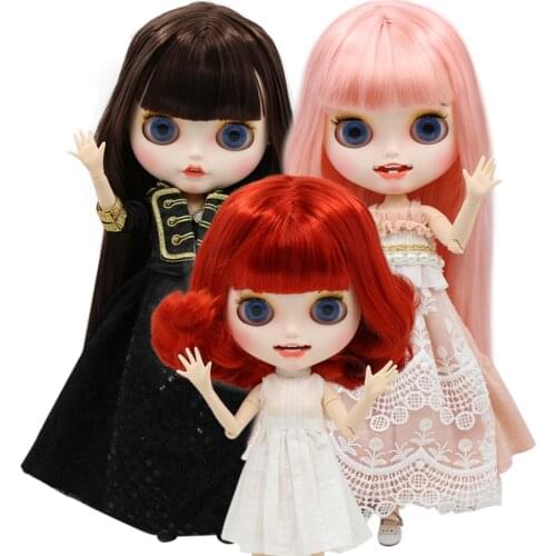 ICY DBS Blyth doll 1/6 BJD white skin nude Joint body matte face with big breast different hair color toy gift