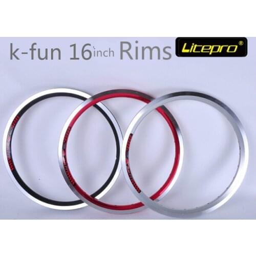 Litepro k-fun 16 inch rims 305 double wall folding bike BMX wheel rims 20H 28H