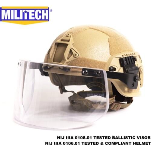 MILITECH DE Tan MICH ACH ARC OCC Dial Liner NIJ level IIIA 3A Aramid Bulletproof Helmet With Tactical Ballistic Visor Shield Set