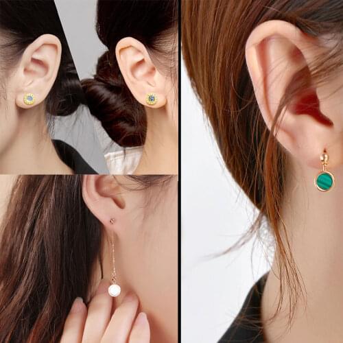 Black agate screw stud earrings for men and women Korea simple fashion black round stud earrings