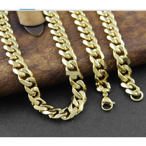 Cool 8mm Stainless Steel Mens Curb Cuban 24" Necklace 8" Bracelet Set