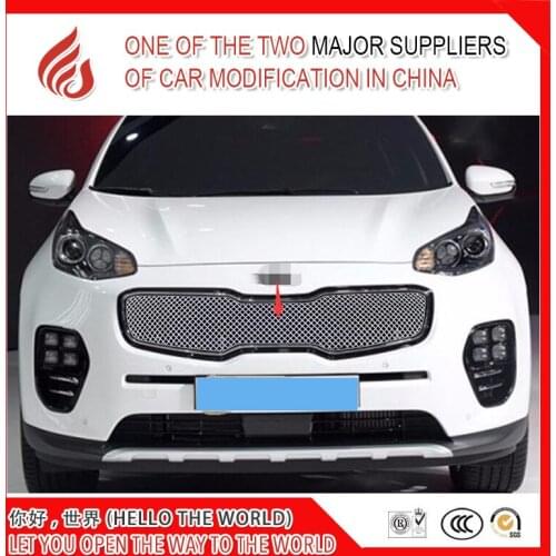 Stainless fit well modification car front grille racing grills grill cover trim for Sportage KX5 2016